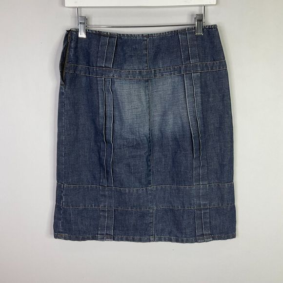 Vintage AX ARMANI EXCHANGE Women Skirt Chambray Cotton Linen Blend Size 0P 90's - Picture 4 of 10